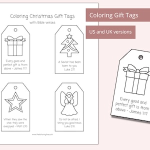 Etichette regalo di Natale stampabili / Lavoretti biblici per bambini / Lavoretti di Natale / Colorazioni di Natale / Attività cristiane di Natale