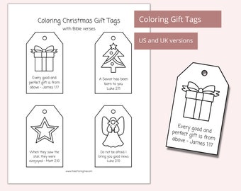 Printable Christmas Gift Tags | Bible crafts for kids | Christmas crafts | Christmas coloring | Christian Christmas activities