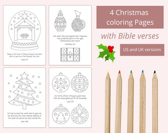 Printable Bible Verse Christmas Coloring Pages | Christmas Sunday School Activity | Kids Coloring sheet | Christmas coloring