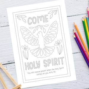 Printable Pentecost coloring page Holy Spirit coloring Sunday school Pentecost activity Pentecost craft Bible crafts for kids image 1