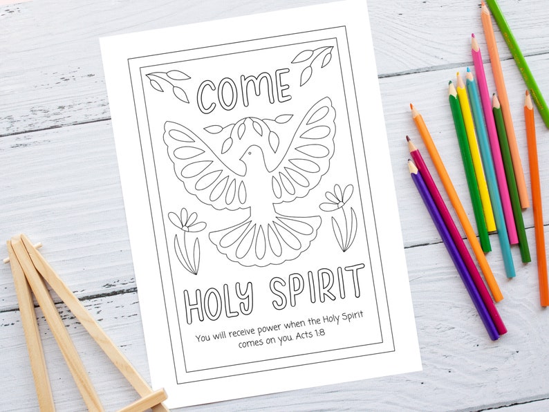 Printable Pentecost coloring page Holy Spirit coloring Sunday school Pentecost activity Pentecost craft Bible crafts for kids image 1