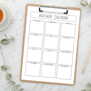 Printable Birthday Calendar | Birthday Tracker | Class Birthday Tracker ...