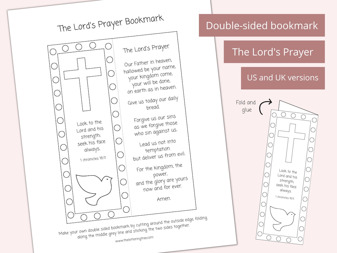 Printable the Lord's Prayer Bookmark | Bible Verse Craft | the Lord's Prayer Activity | Sunday ...