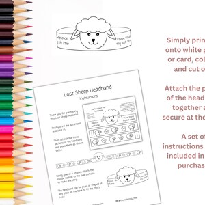 Printable Lost Sheep Headband | The Parable of the Lost Sheep | Kids Bible crafts | Sunday school activities | Preschool coloring image 2