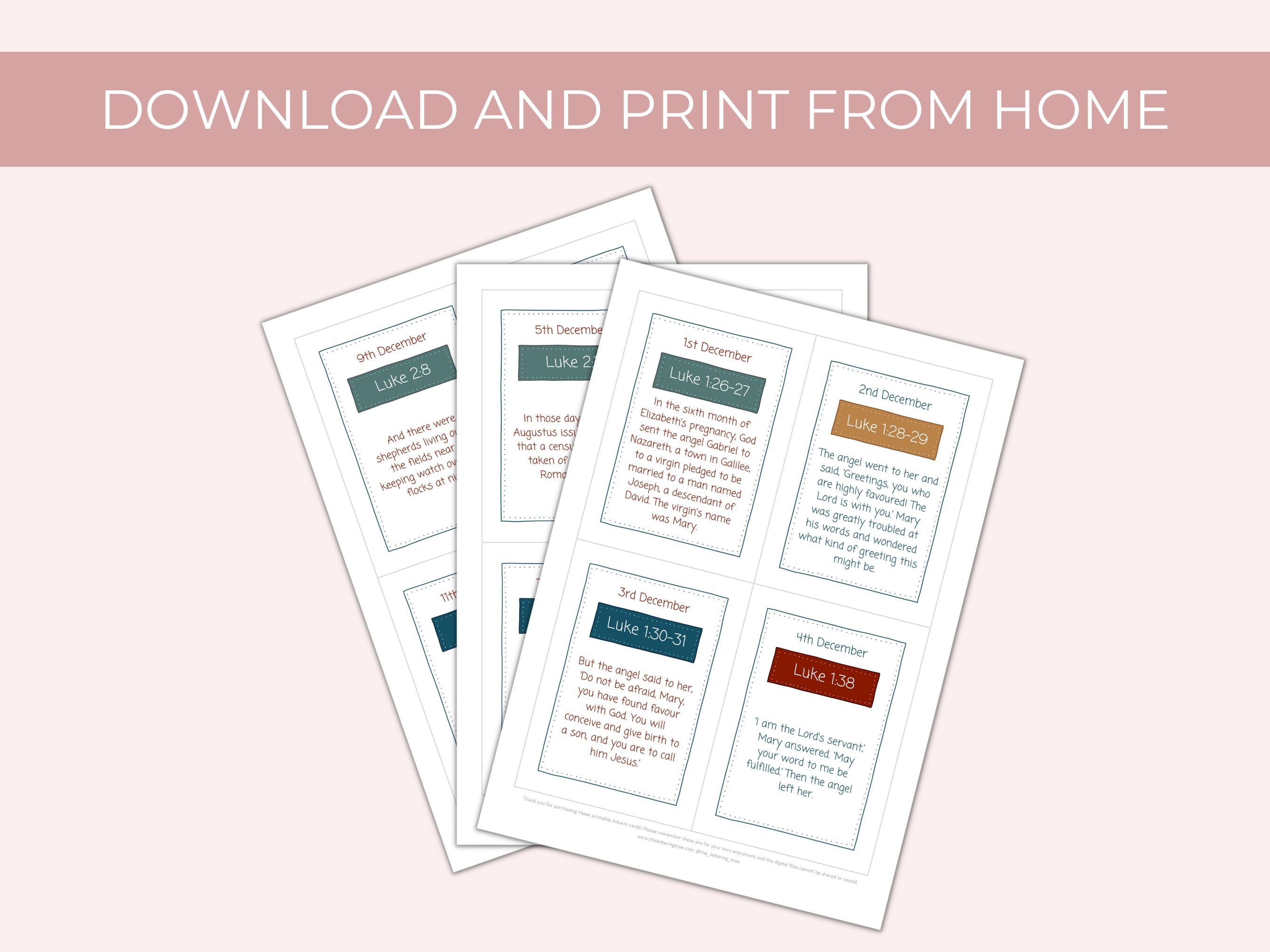 Printable Advent Calendar Cards | Christian Advent Activity | Bible ...