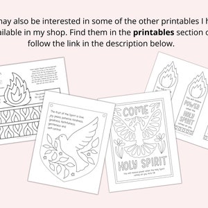 Printable Pentecost coloring page Holy Spirit coloring Sunday school Pentecost activity Pentecost craft Bible crafts for kids image 3