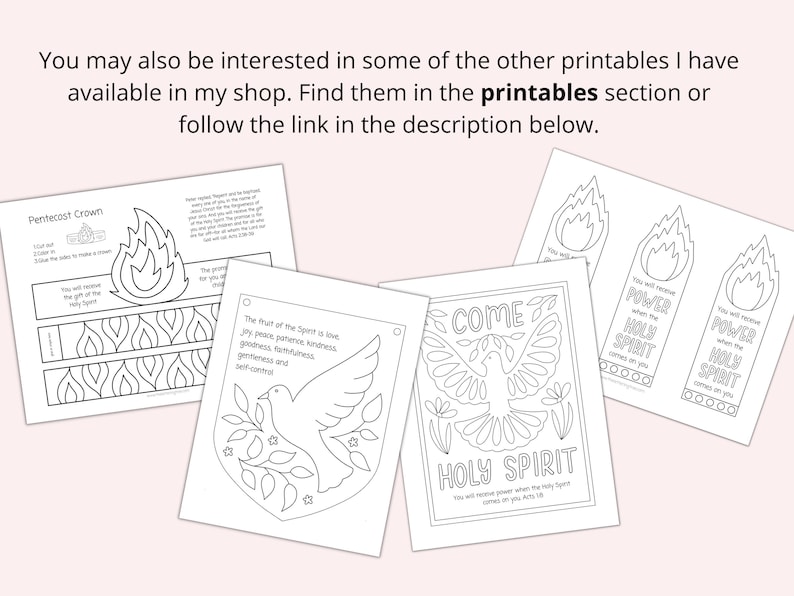 Printable Pentecost coloring page Holy Spirit coloring Sunday school Pentecost activity Pentecost craft Bible crafts for kids image 3
