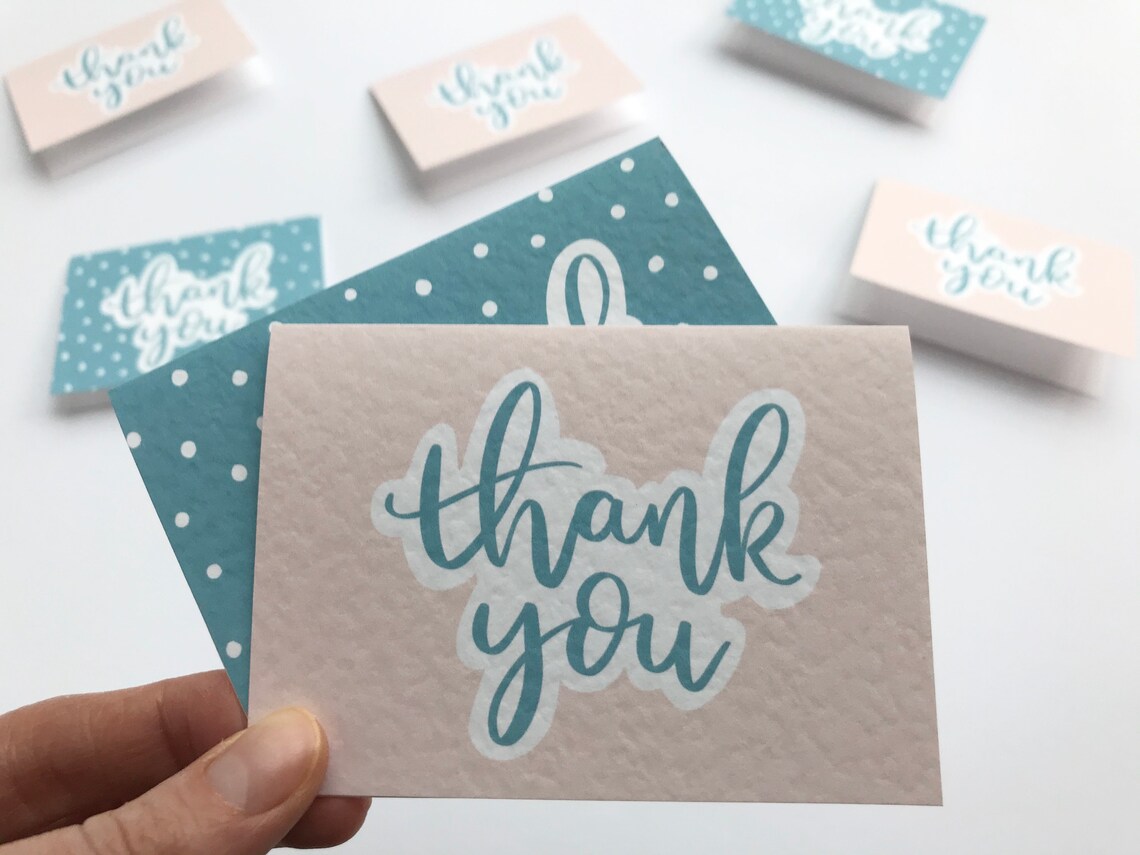 Pack of 8 MINI thank you cards Thank you notecards Mini Etsy