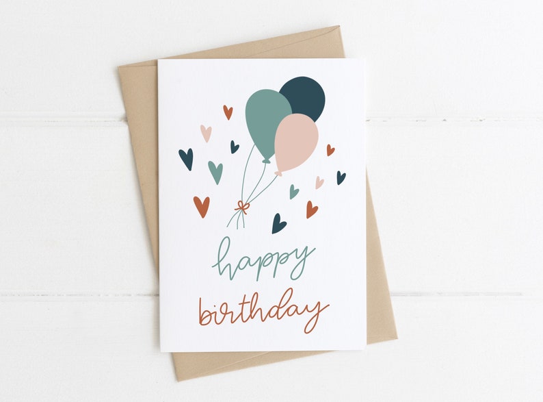 Balloons Birthday Card Birthday Card for Her Birthday Card - Etsy UK