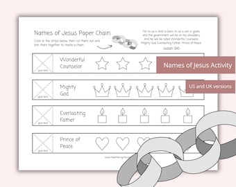 Names of Jesus Christmas Bible Craft | Sunday school craft activity | Isaiah 9 6 | Advent coloring for kids | Christian crafts