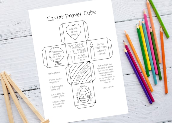 Easter Prayer Cube | Printable Easter Bible Crafts | Printable Bible activities for kids | Easter Sunday School | Easter coloring