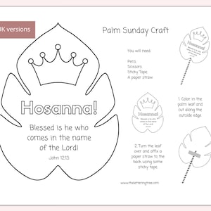 Printable Palm Sunday Craft | Holy Week activity | Palm Sunday activity | Easter crafts | Bible crafts for kids | Hosanna coloring