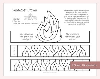 Printable Pentecost craft | Holy Spirit craft | Pentecost coloring page | Sunday school craft | Bible crafts for kids | Christian craft