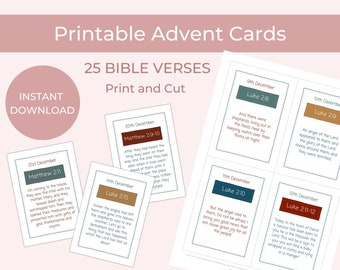 Printable Advent calendar cards | Christian Advent activity | Bible verse crafts for kids | Christian advent calendar