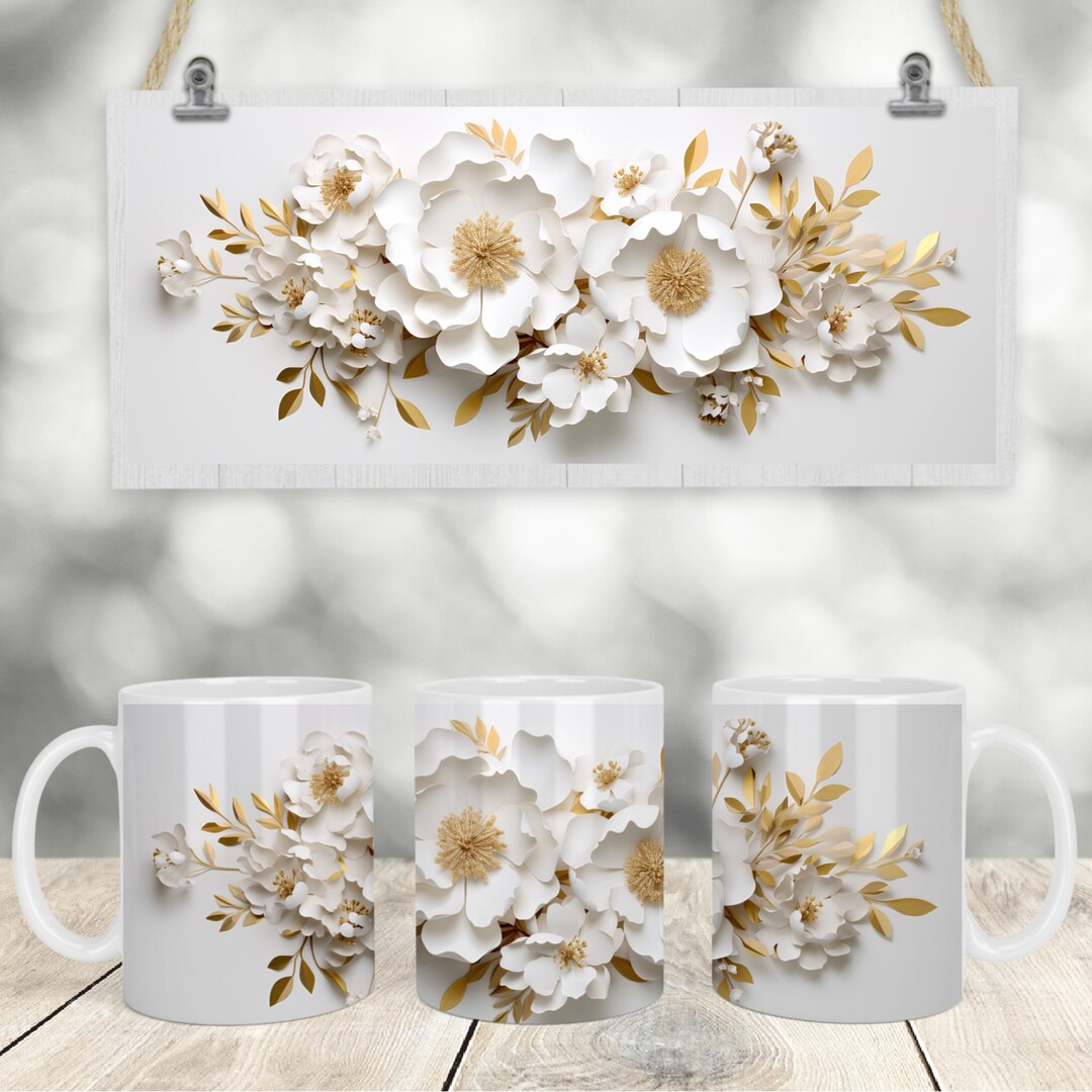 3D 11 Oz 15 Oz Wei Gold Floral Tasse Wrap Vorlage Digitaler Download 3d-11-oz-15-oz-wei-gold-floral-tasse-wrap-vorlage-digitaler-download