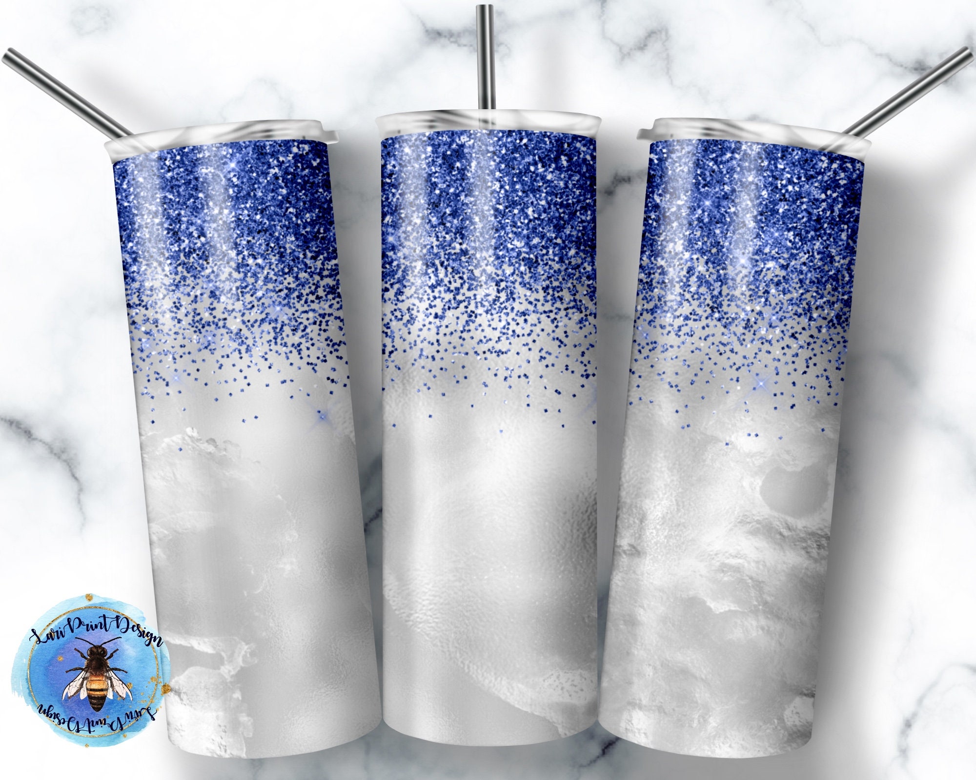 20 Oz Skinny Tumbler Blue Glitter Wrap Tapered Straight Template ...