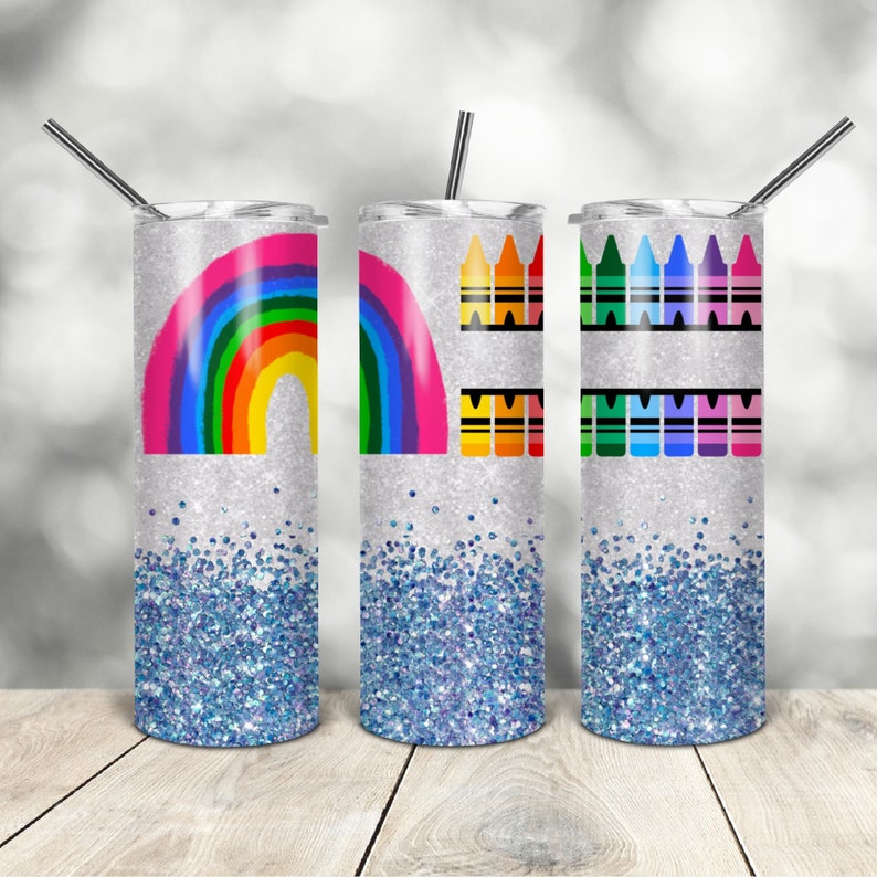 20 Oz Skinny Tumbler Blue Faux Teacher Wrap Tapered Straight Template ...