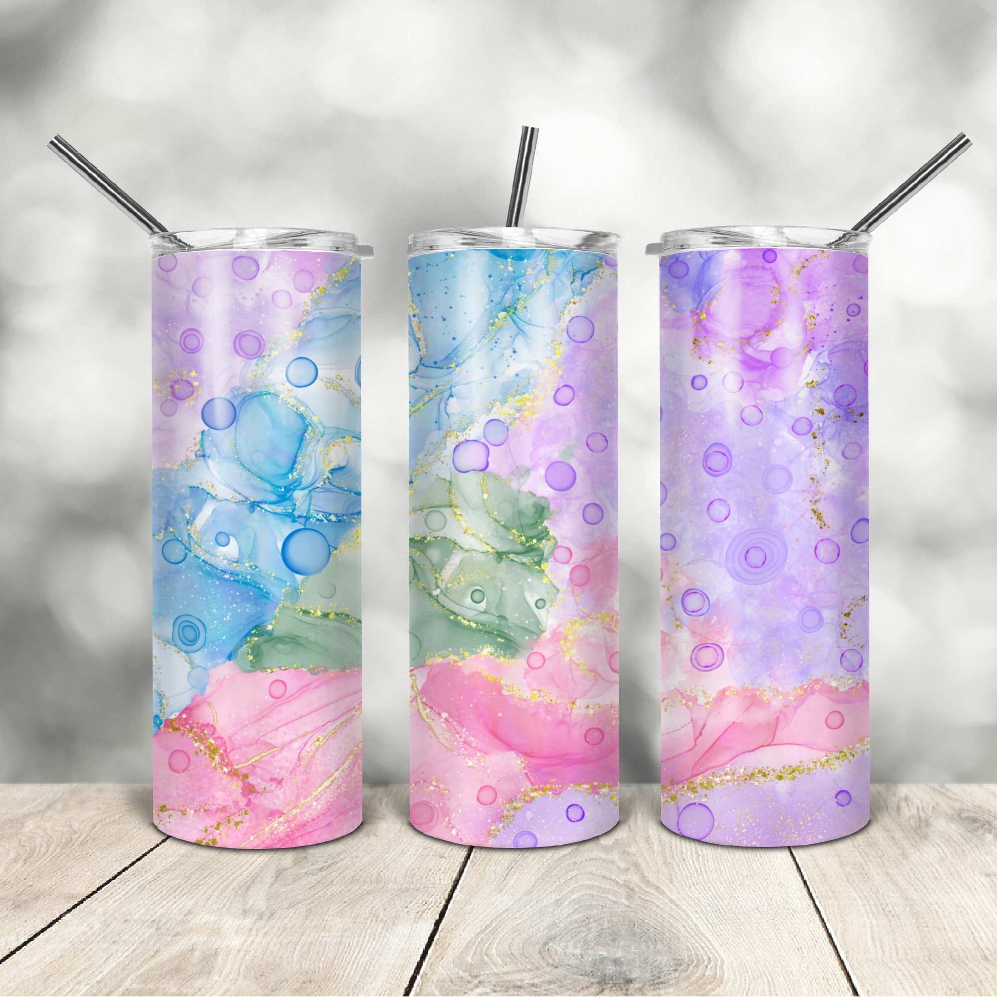 20 Oz Skinny Tumbler Alcohol Ink Wrap Tapered Straight Template Digital ...