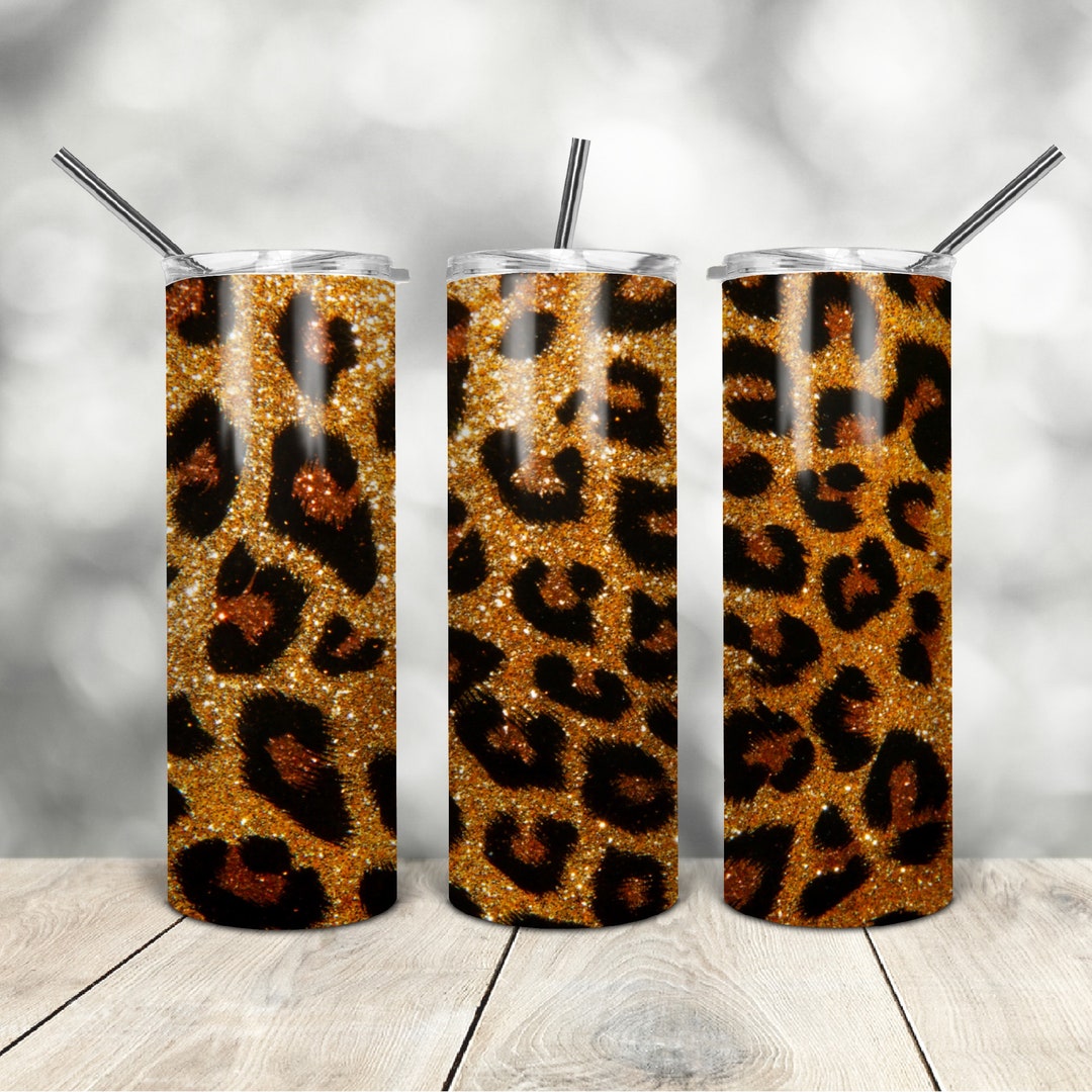 20 Oz Skinny Tumbler Leopard Glitter Wrap Tapered Straight Template ...