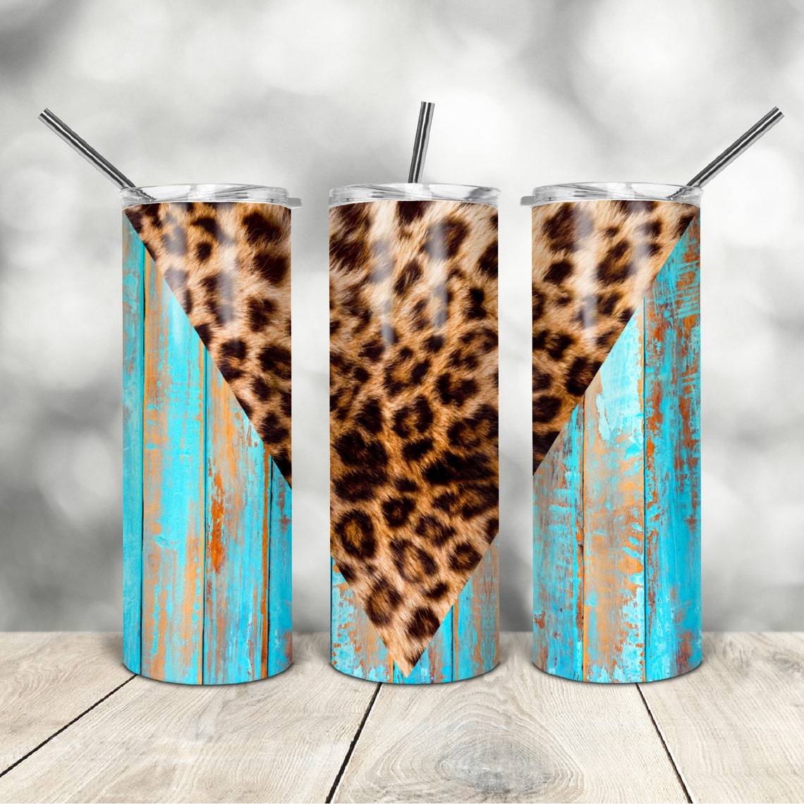 20 Oz Skinny Tumbler Leopard Wood Wrap Tapered Straight Template ...