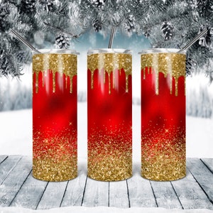 20 Oz skinny tumbler red gold drip wrap tapered straight template digital download sublimation graphics  instant download  sublimation