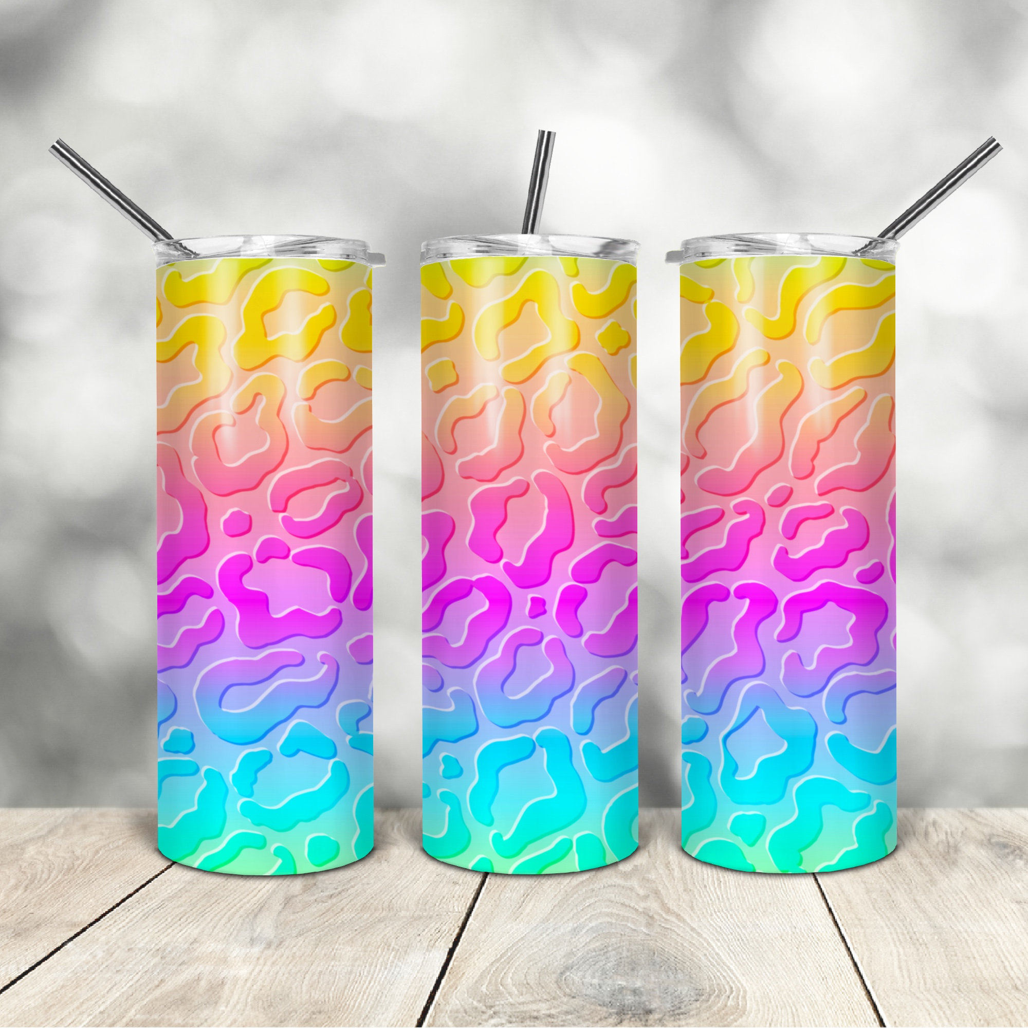 20 Oz Skinny Tumbler Leopard Wrap Tapered Straight Template Digital ...
