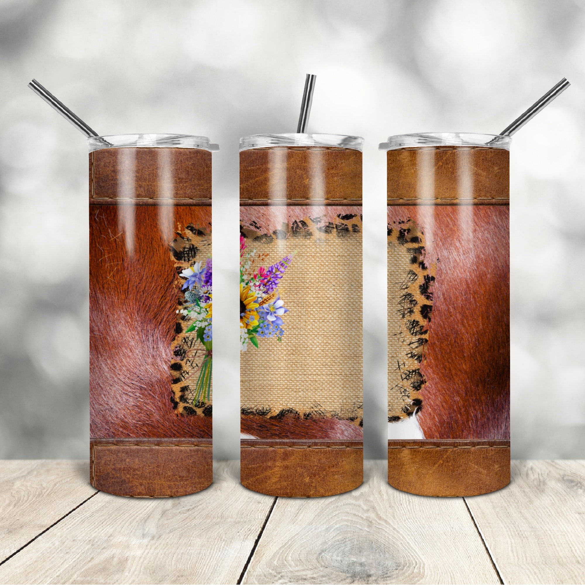 20 Oz Skinny Tumbler Cowhide Frame Wrap Tapered Straight Template ...