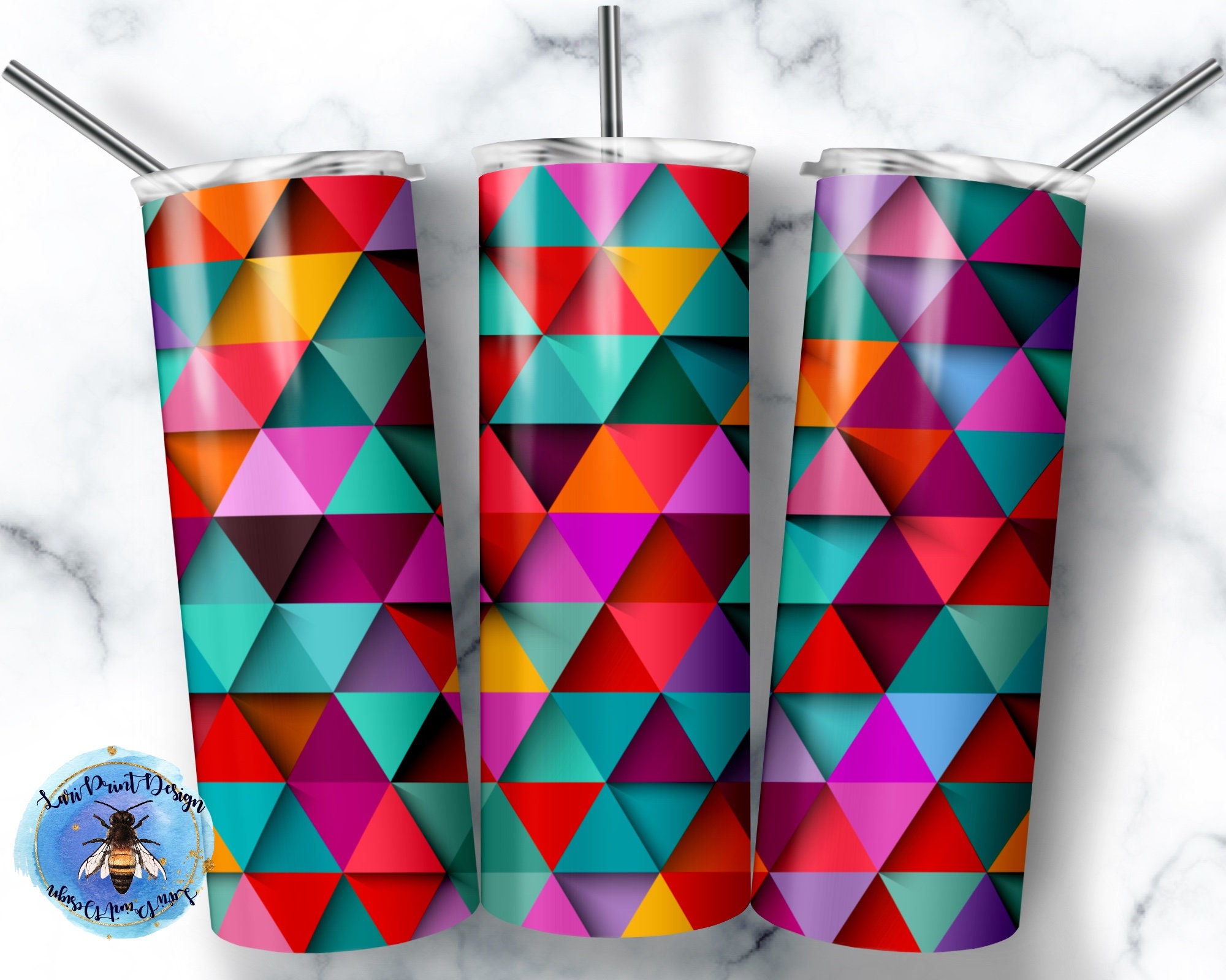 20 Oz Skinny Tumbler Geometric Pattern Wrap Tapered Straight Template ...
