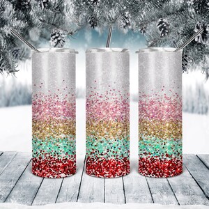 20 Oz skinny tumbler multicolor glitter wrap taps toelopende rechte sjabloon digitale download sublimatie graphics instant download sublimatie