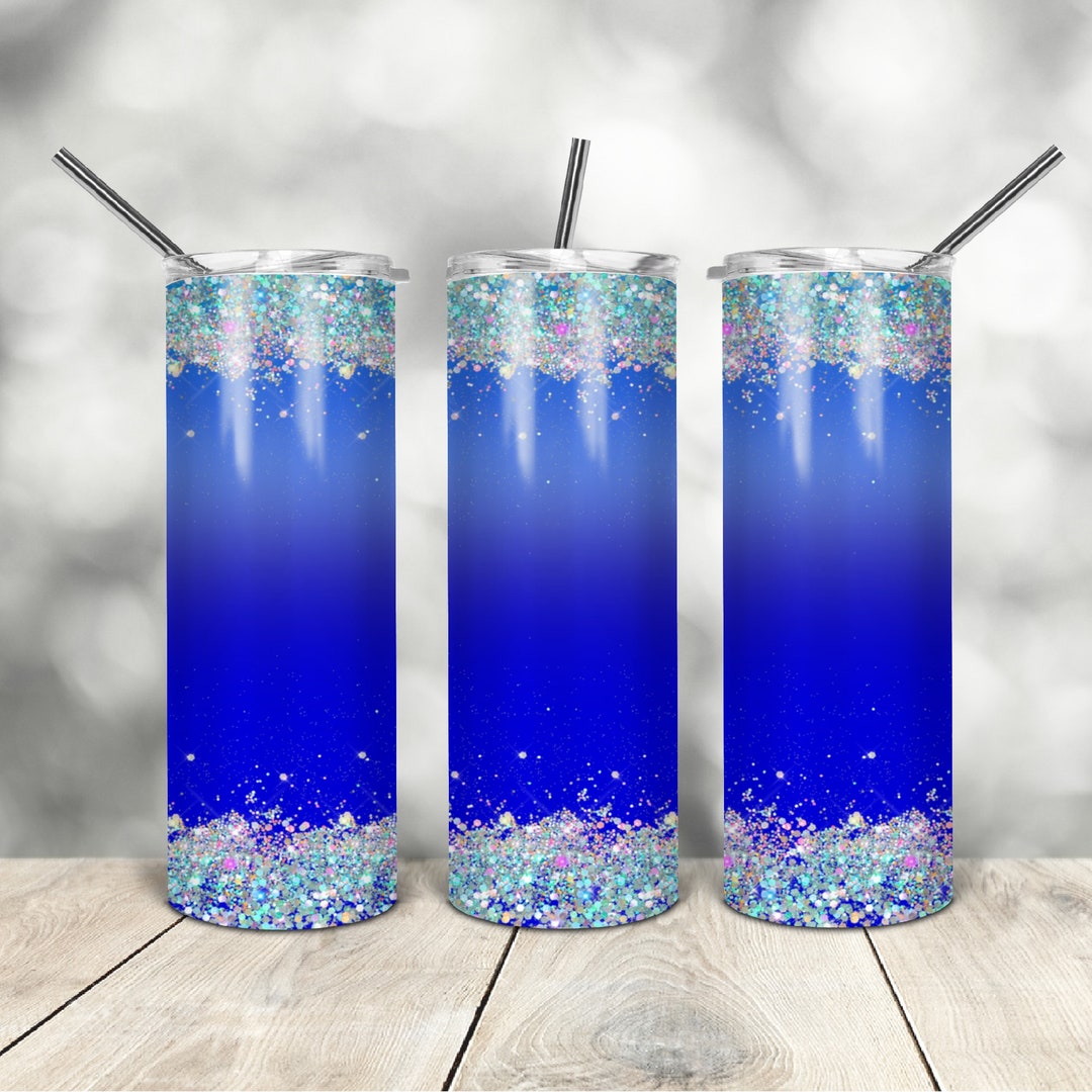 20 Oz Skinny Tumbler Blue Holographic Wrap Tapered Straight Template ...