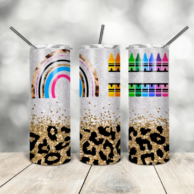20 Oz Skinny Tumbler Leopard Teacher Wrap Tapered Straight Template ...
