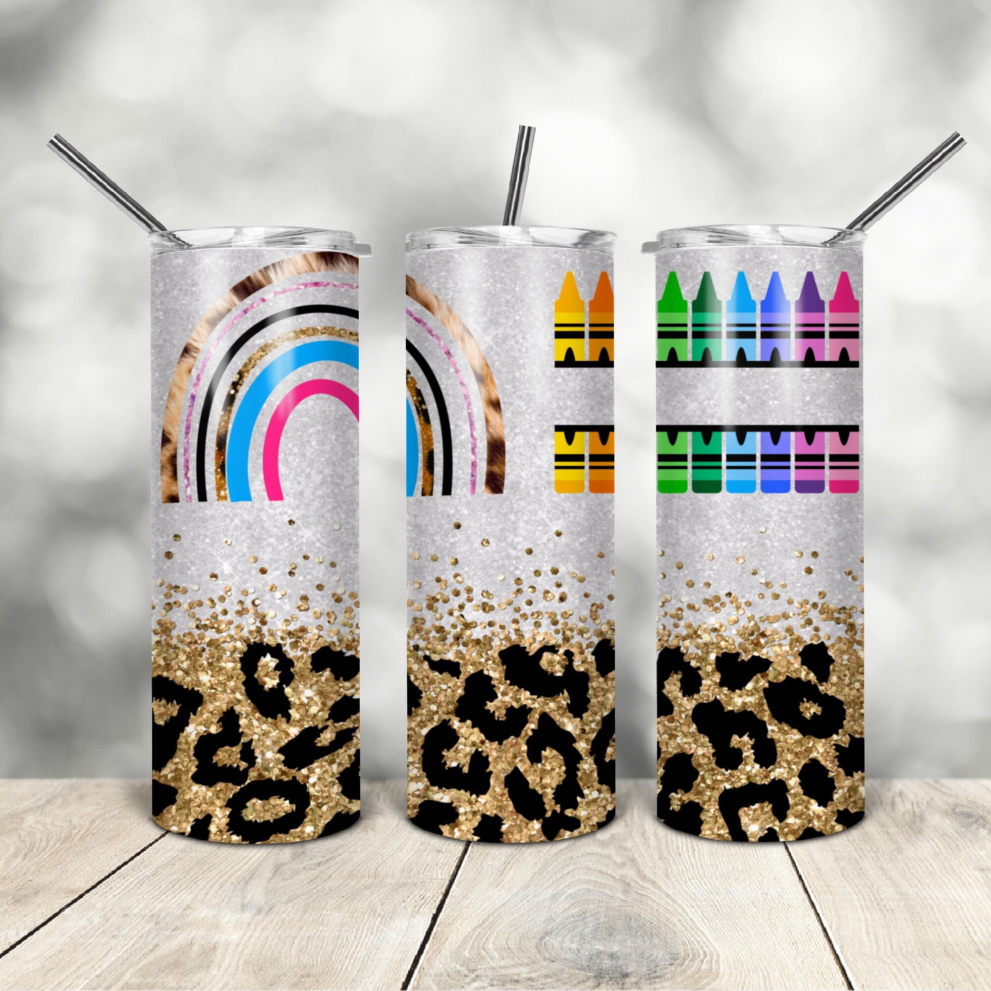 20 Oz Skinny Tumbler Leopard Teacher Wrap Tapered Straight Template ...