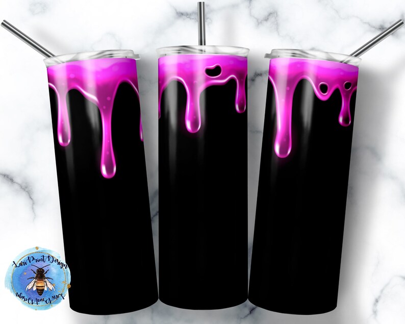 20 Oz Skinny Tumbler Pink Slime Wrap Tapered Straight Template - Etsy