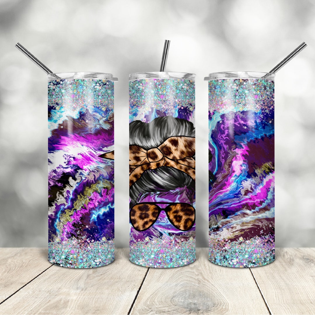 20 Oz Skinny Tumbler Glitter Leopard Mom Wrap Tapered Straight Template ...