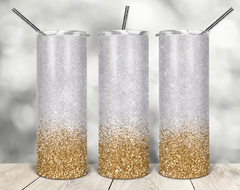 20 Oz flaco vaso de oro falso brillo envoltura cónica plantilla recta descarga digital sublimación gráficos descarga instantánea sublimación