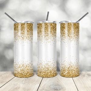 20 Oz magro tumbler oro glitter wrap affusolato modello dritto digitale download grafica sublimazione istantanea download sublimazione