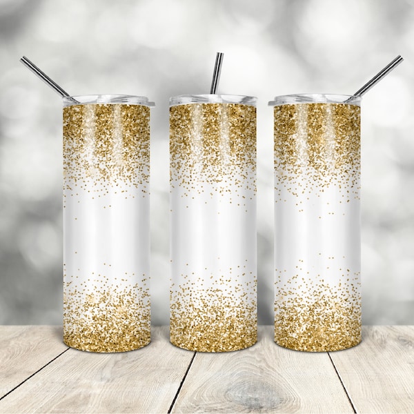 20 Oz skinny tumbler gold glitter wrap tapered straight template digital download sublimation graphics  instant download  sublimation