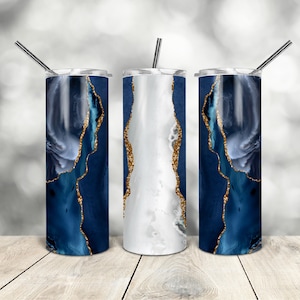 20 Oz skinny tumbler blue silver agate wrap tapered straight template digital download sublimation graphics instant download sublimation png
