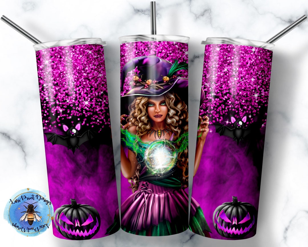 20 Oz Skinny Tumbler Glitter Witch Wrap Tapered Straight Template ...