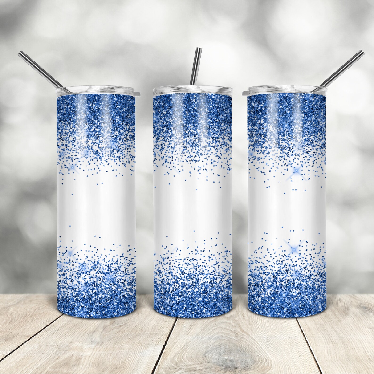 20 Oz Skinny Tumbler Blue Glitter Wrap Tapered Straight Template ...