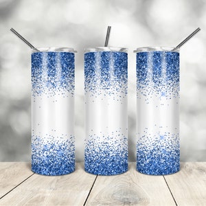 20 Oz skinny tumbler blue glitter wrap tapered straight template digital download sublimation graphics  instant download  sublimation