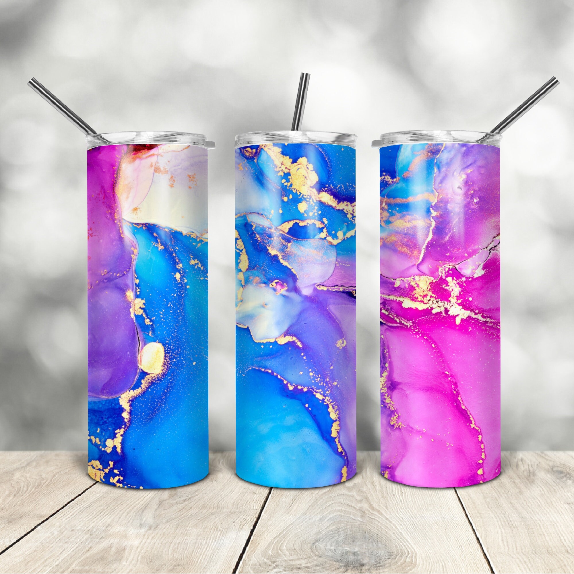 20 Oz Skinny Tumbler Alcohol Ink Wrap Tapered Straight Template Digital ...