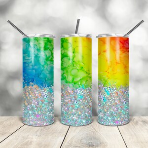 20 Oz skinny tumbler rainbow glitter wrap tapered straight template digital download sublimation graphics  instant download  sublimation