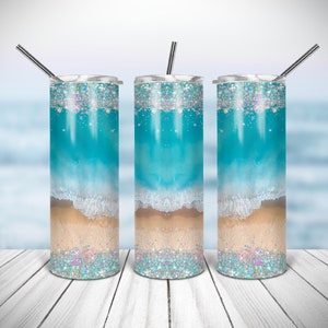 20 Oz skinny tumbler glitter beach wrap tapered straight template digital download sublimation graphics  instant download  sublimation