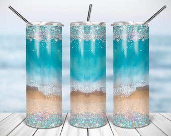 20 Oz skinny tumbler glitter beach wrap tapered straight template digital download sublimation graphics  instant download  sublimation