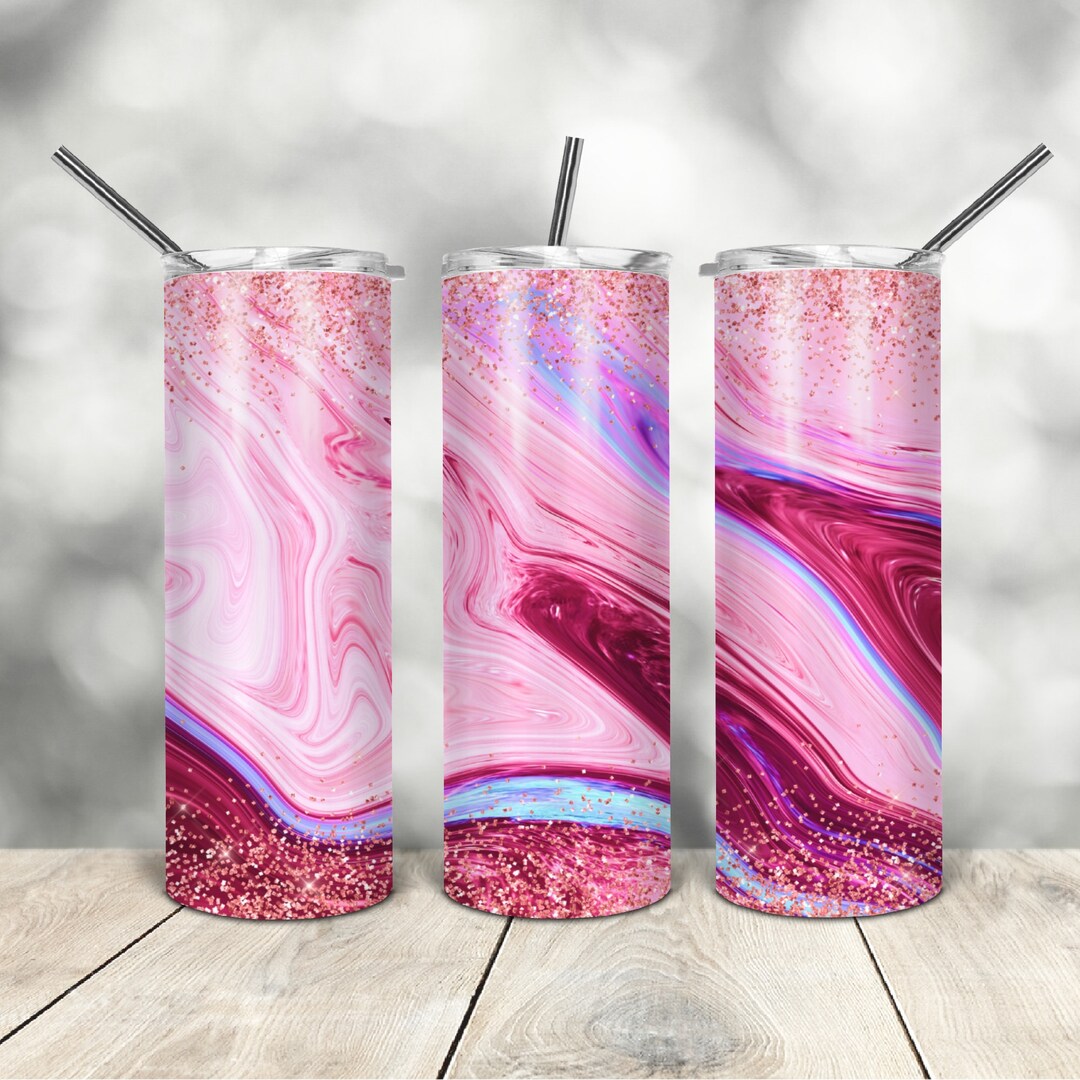 20 Oz Skinny Tumbler Pink Marble Wrap Tapered Straight Template Digital ...