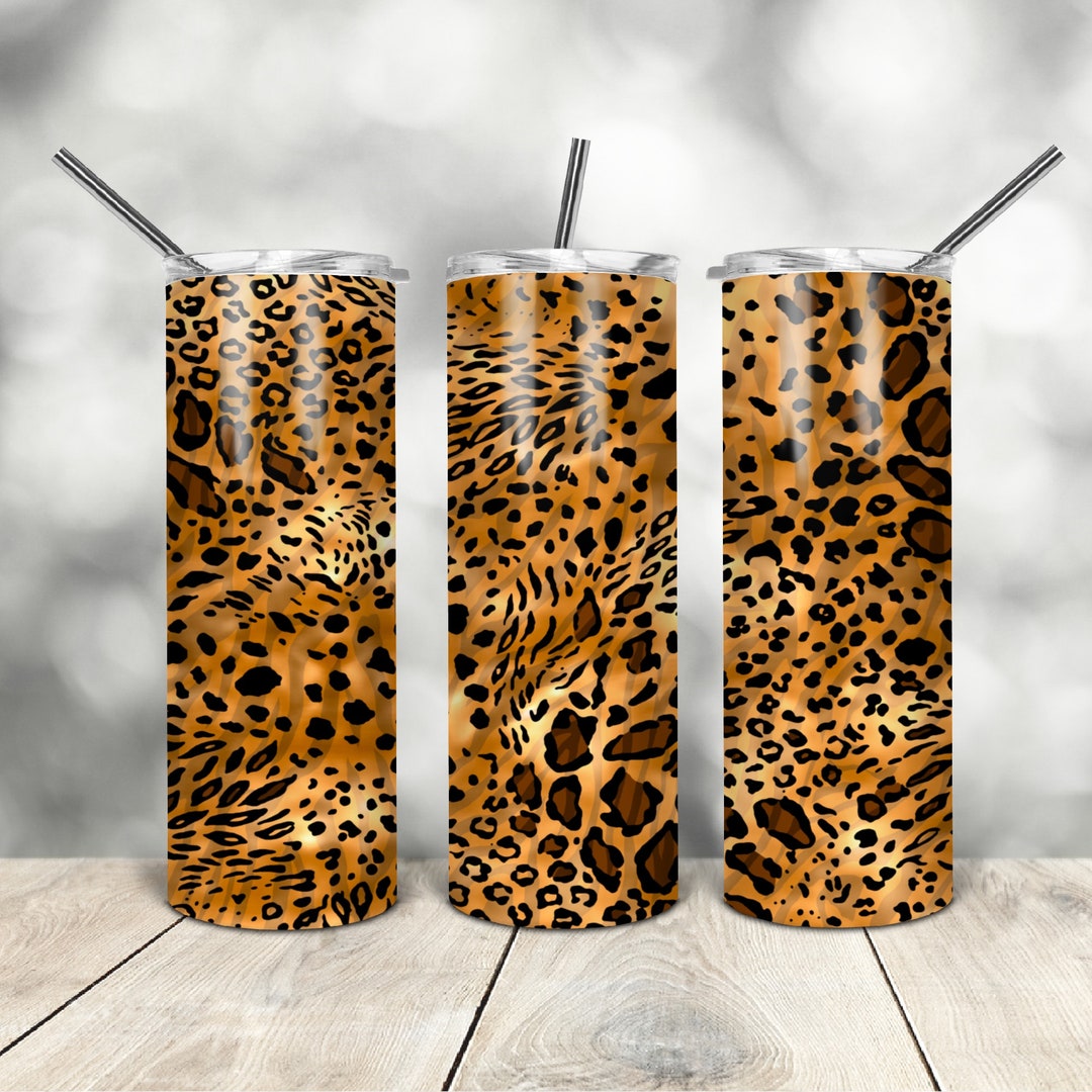 20 Oz Skinny Tumbler Leopard Brown Wrap Tapered Straight Template ...
