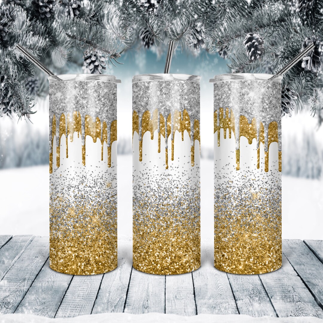 20 Oz Skinny Tumbler Gold Glitter Wrap Tapered Straight Template ...