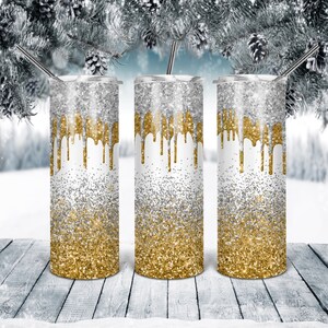 20 Oz skinny tumbler gold glitter wrap tapered straight template digital download sublimation graphics  instant download  sublimation