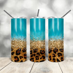 20 Oz skinny tumbler leopard glitter wrap tapered straight template digital download sublimation graphics instant download sublimation